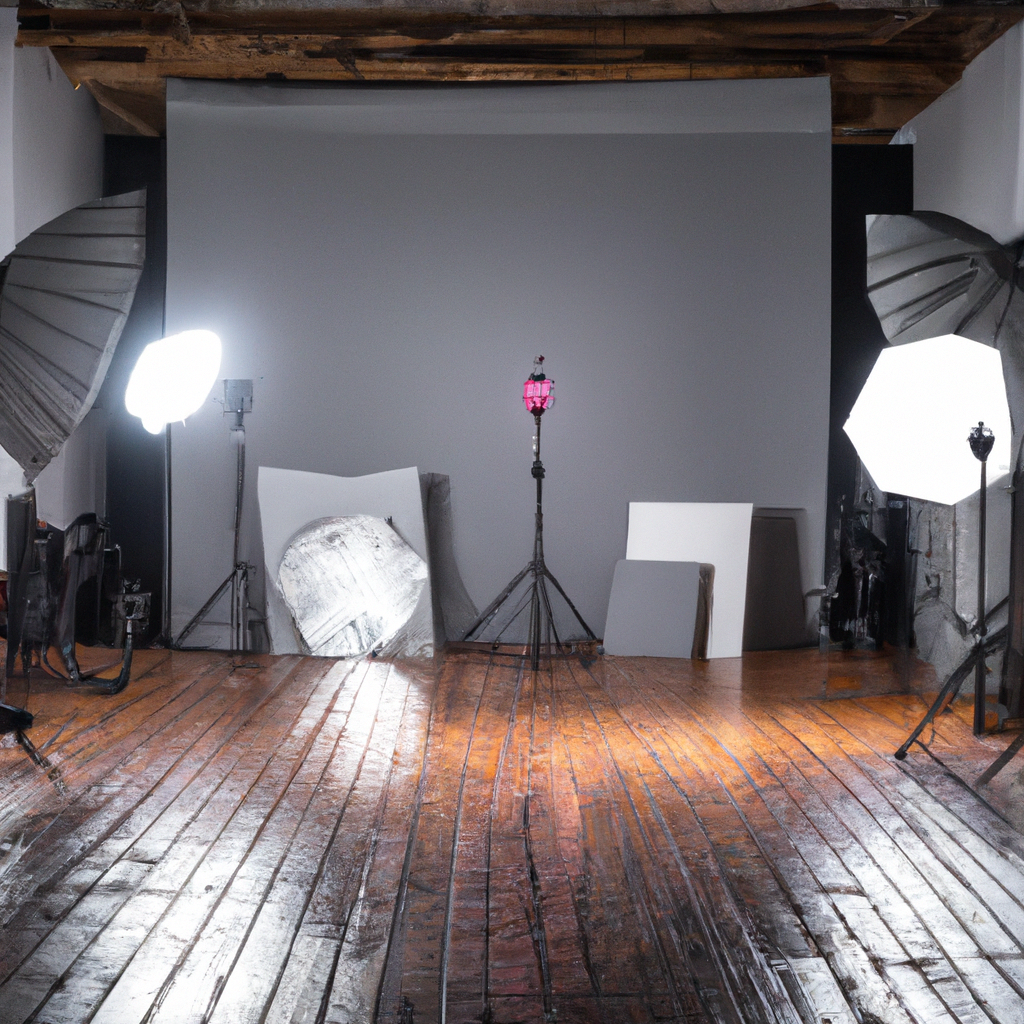 Estudio fotográfico en Santiago con luces suaves y fondo de concreto